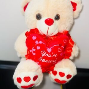 12” VDay Brown And Red Teddy Bear With Lights And Sound