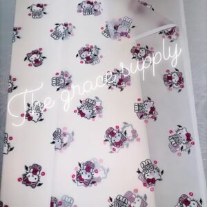 White translucent skull hello kitty paper