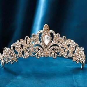 Gold Rhinestone Crown Tiara