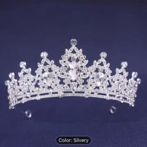 Silver Rhinestone Queen Style Crown